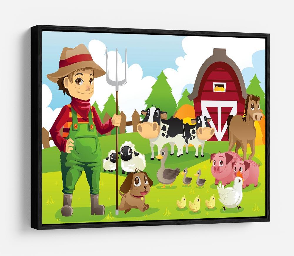 farmer at his farm with a bunch of farm animals HD Metal Print - Canvas Art Rocks - 6