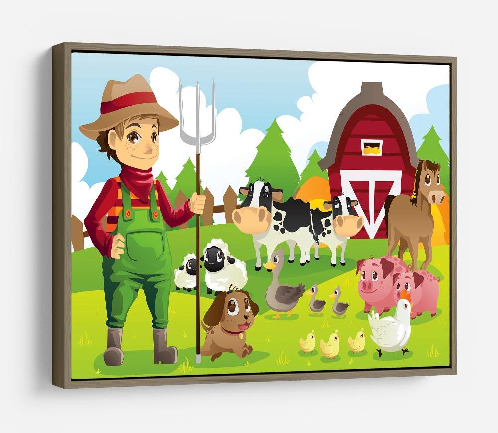 farmer at his farm with a bunch of farm animals HD Metal Print - Canvas Art Rocks - 10