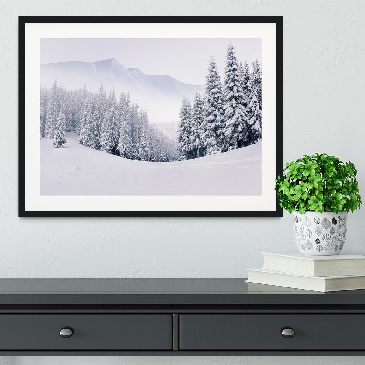 foggy winter landscape Framed Print - Canvas Art Rocks - 1