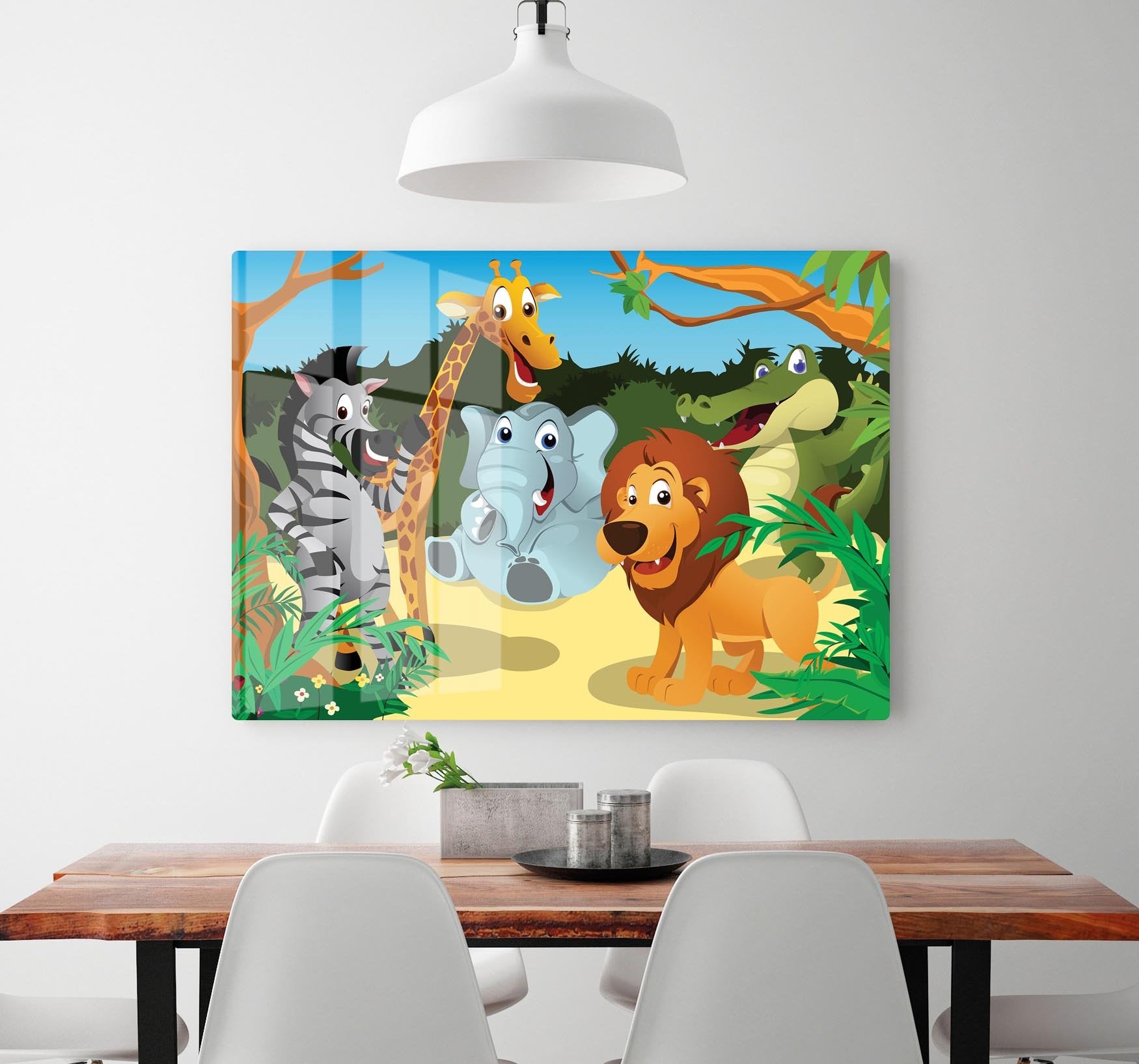 group of wild African animals in the jungle HD Metal Print - Canvas Art Rocks - 2