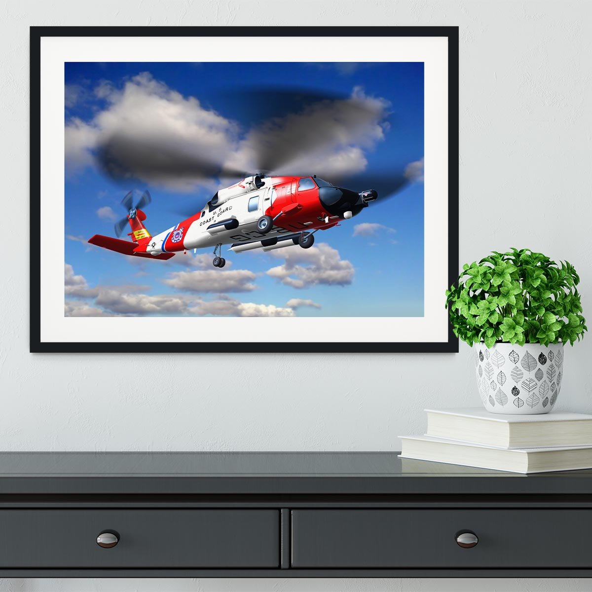 helicopter coast guard Framed Print - Canvas Art Rocks - 1