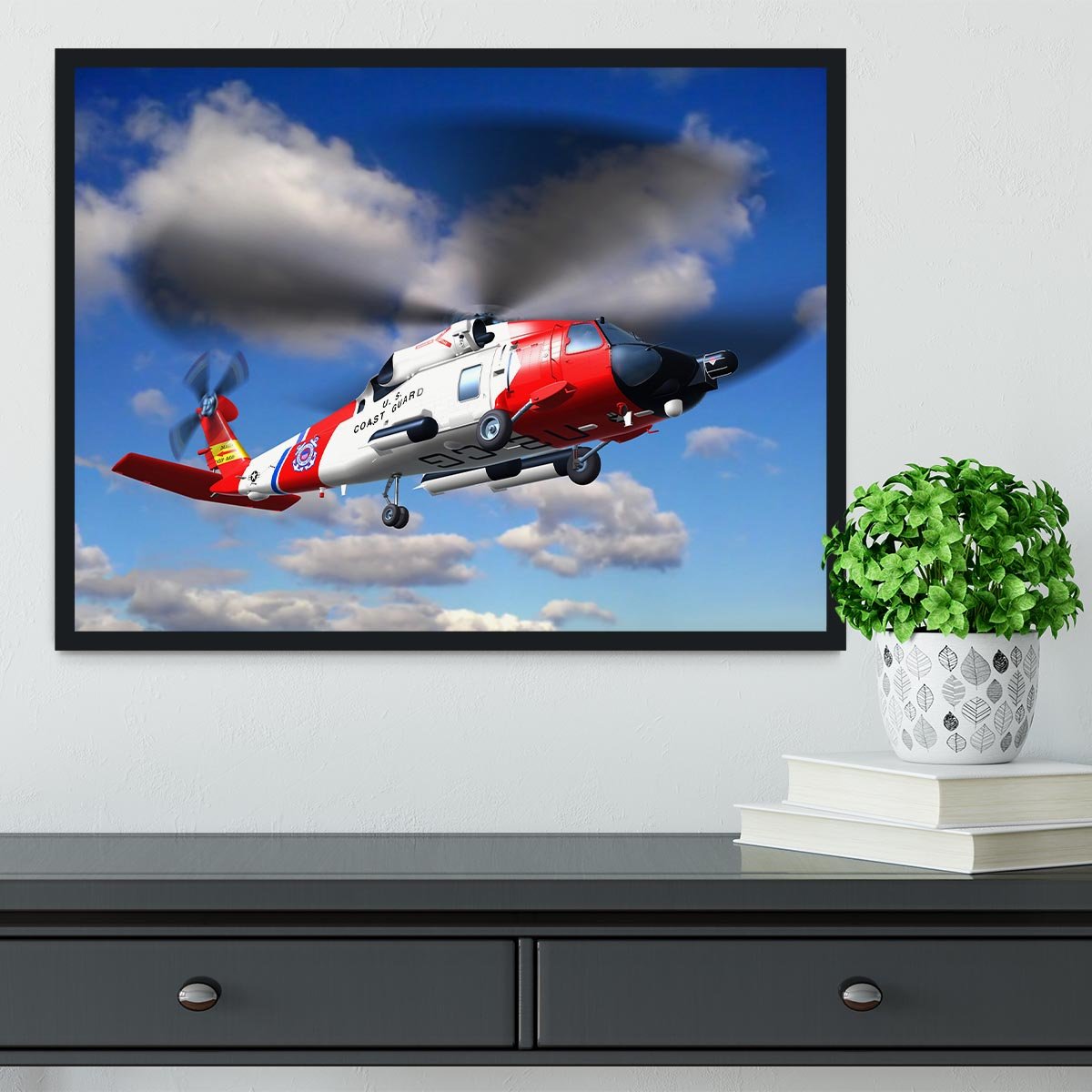 helicopter coast guard Framed Print - Canvas Art Rocks - 2