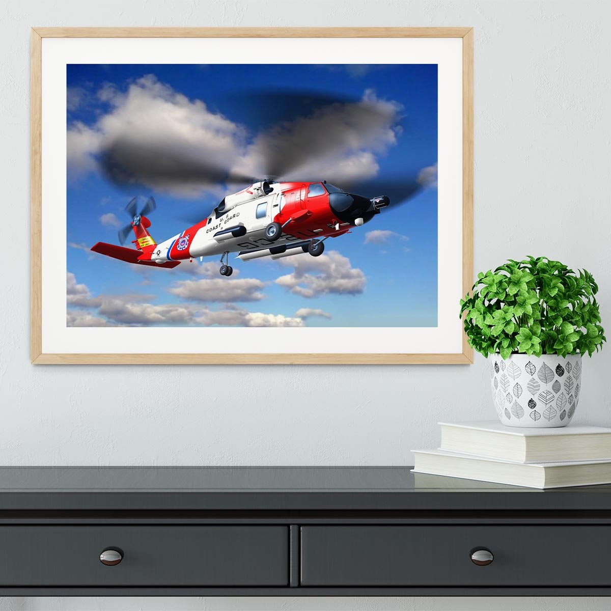 helicopter coast guard Framed Print - Canvas Art Rocks - 3