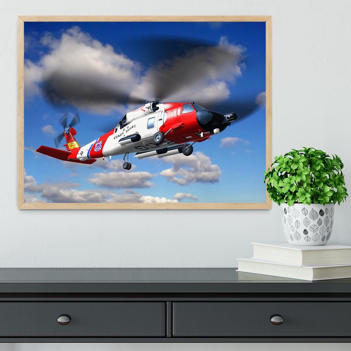 helicopter coast guard Framed Print - Canvas Art Rocks - 4