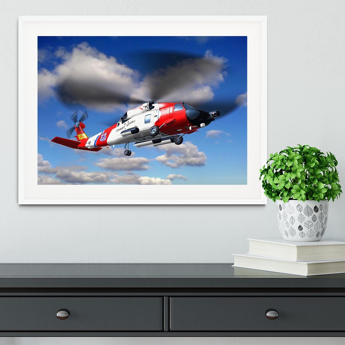 helicopter coast guard Framed Print - Canvas Art Rocks - 5