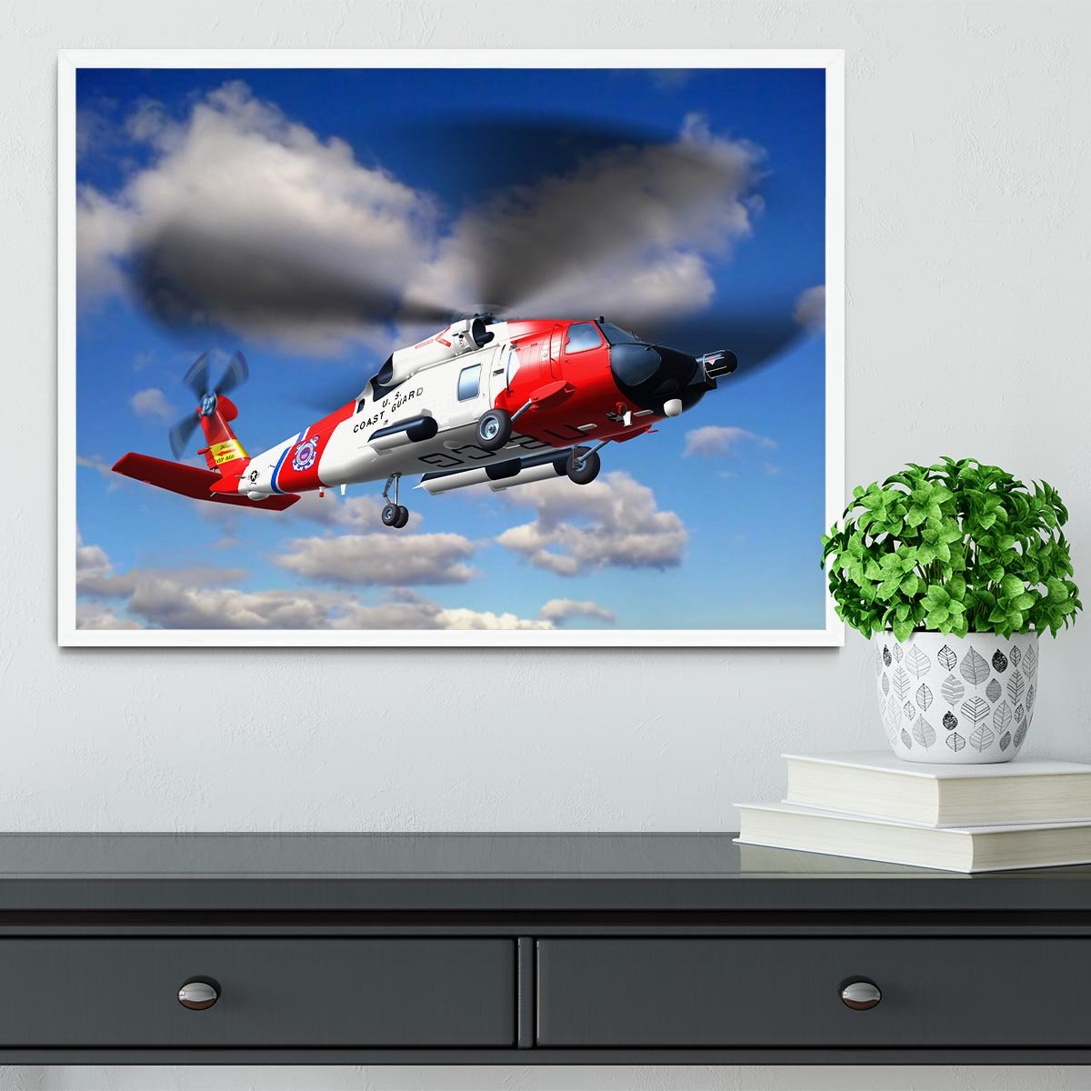 helicopter coast guard Framed Print - Canvas Art Rocks -6