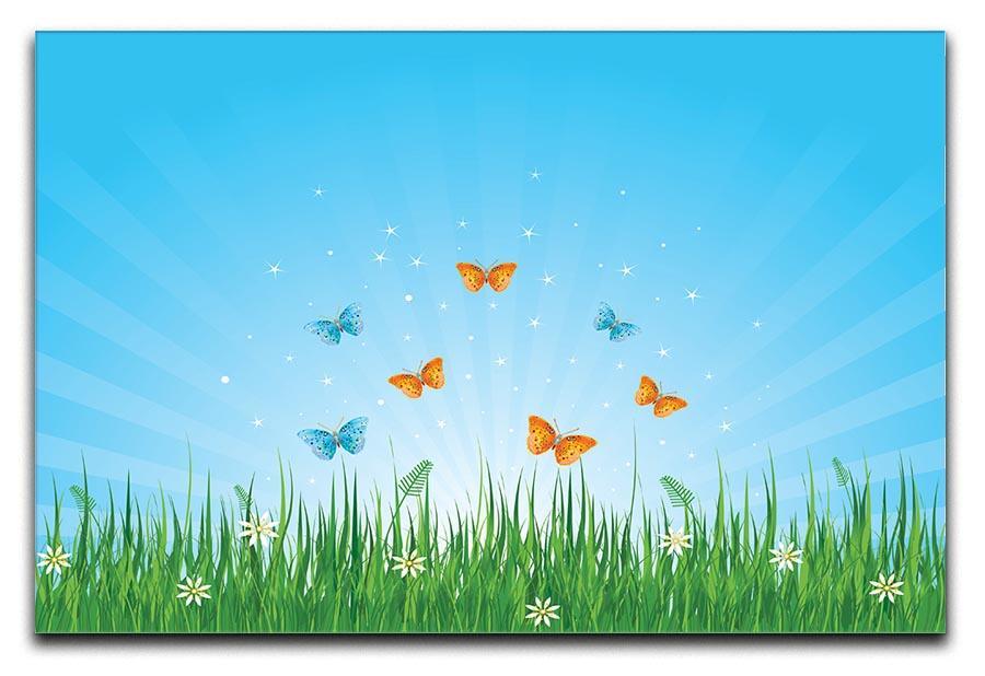 illustration of grassy field and butterflies Canvas Print or Poster  - Canvas Art Rocks - 1