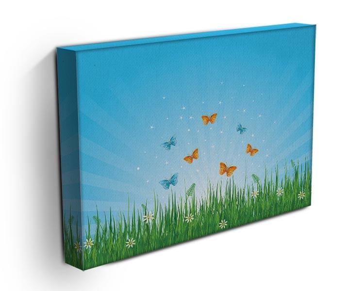 illustration of grassy field and butterflies Canvas Print or Poster - Canvas Art Rocks - 3