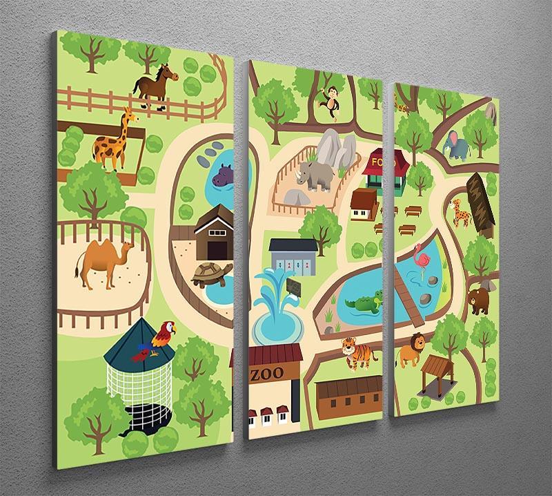 illustration of map of a zoo park 3 Split Panel Canvas Print - Canvas Art Rocks - 2