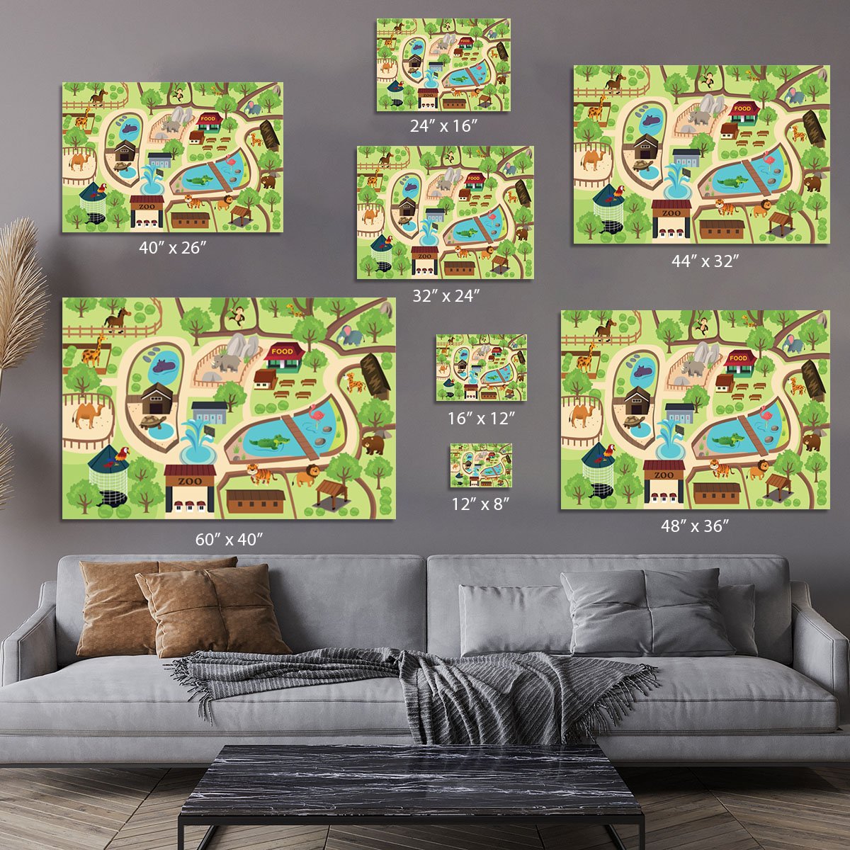 illustration of map of a zoo park Canvas Print or Poster