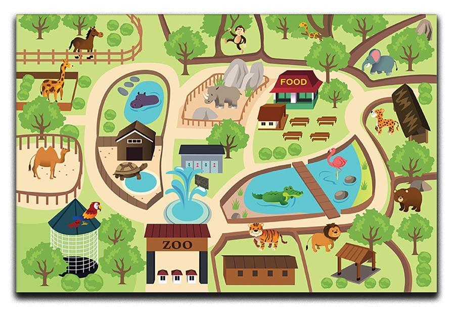 illustration of map of a zoo park Canvas Print or Poster  - Canvas Art Rocks - 1