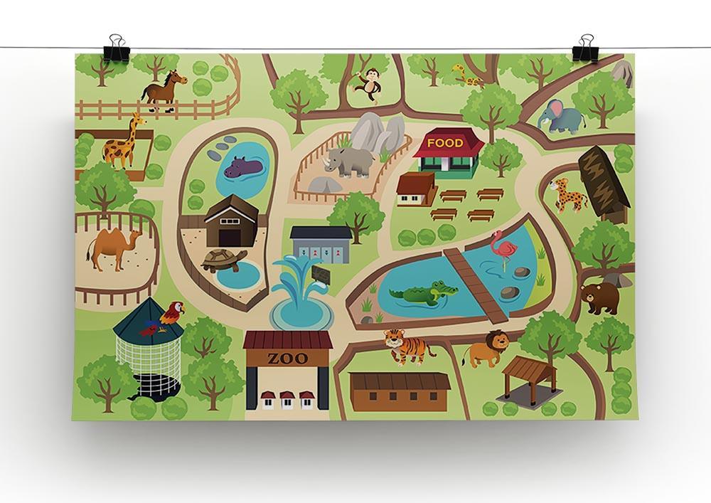 illustration of map of a zoo park Canvas Print or Poster - Canvas Art Rocks - 2