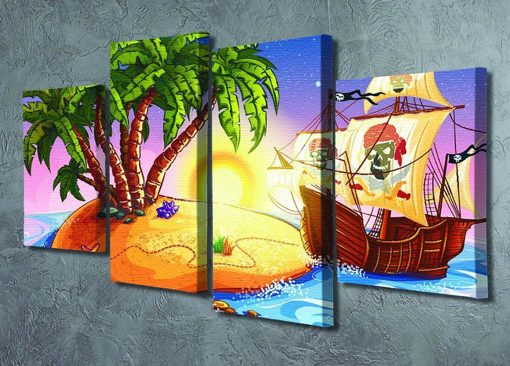 island with a pirate ship 4 Split Panel Canvas - Canvas Art Rocks - 2
