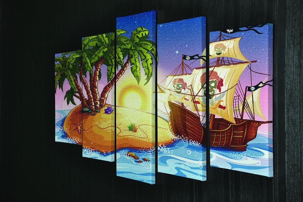 island with a pirate ship 5 Split Panel Canvas - Canvas Art Rocks - 2