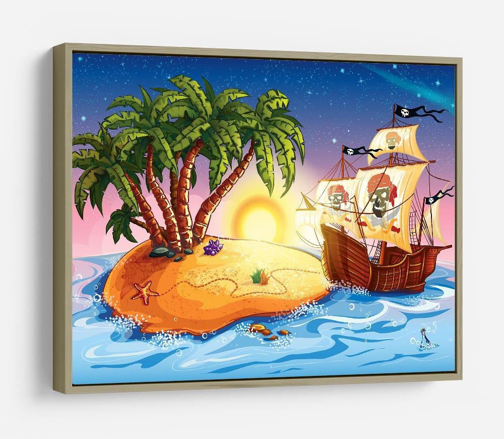 island with a pirate ship HD Metal Print