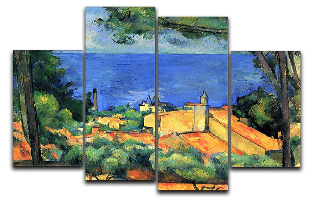 l'Estaque with Red Roofs by Cezanne 4 Split Panel Canvas - Canvas Art Rocks - 1