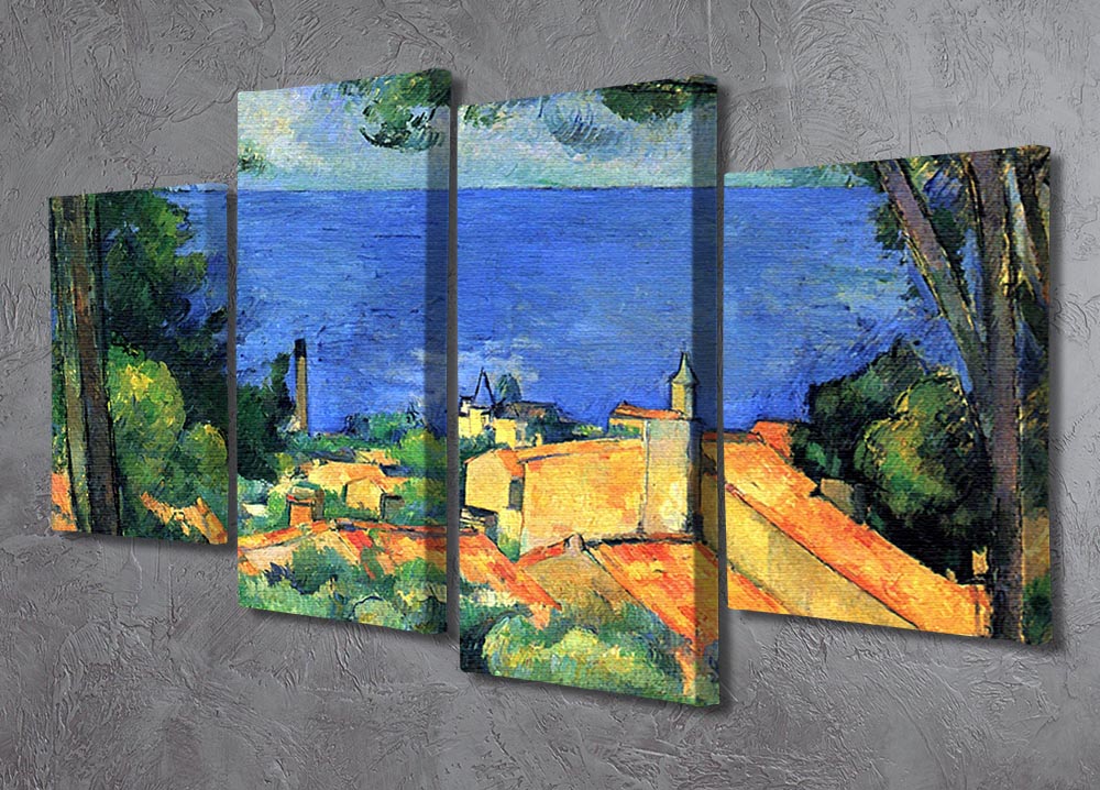 l'Estaque with Red Roofs by Cezanne 4 Split Panel Canvas - Canvas Art Rocks - 2