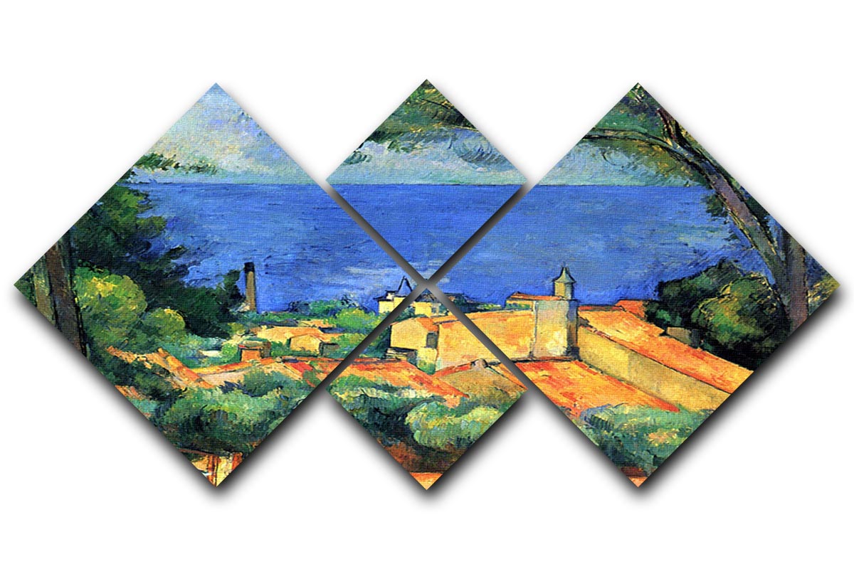 l'Estaque with Red Roofs by Cezanne 4 Square Multi Panel Canvas - Canvas Art Rocks - 1
