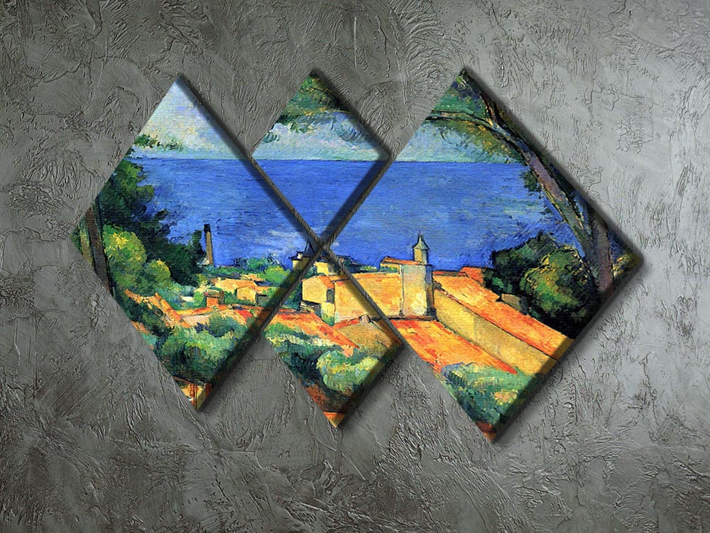 l'Estaque with Red Roofs by Cezanne 4 Square Multi Panel Canvas - Canvas Art Rocks - 2