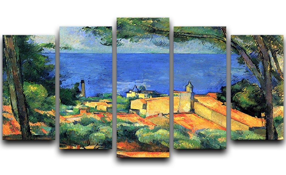 l'Estaque with Red Roofs by Cezanne 5 Split Panel Canvas - Canvas Art Rocks - 1
