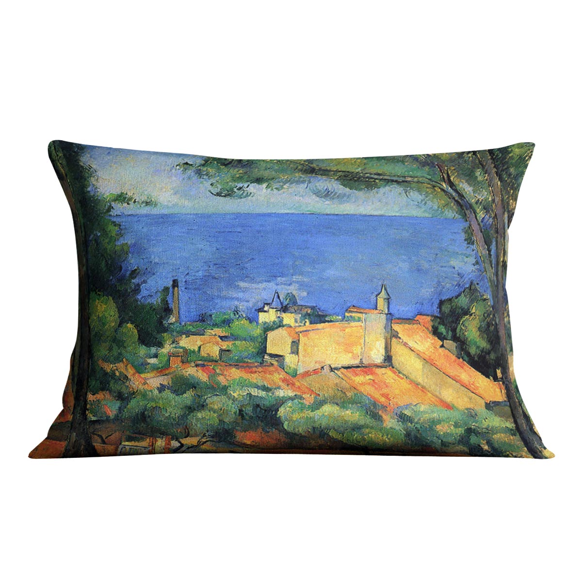 l'Estaque with Red Roofs by Cezanne Cushion - Canvas Art Rocks - 4