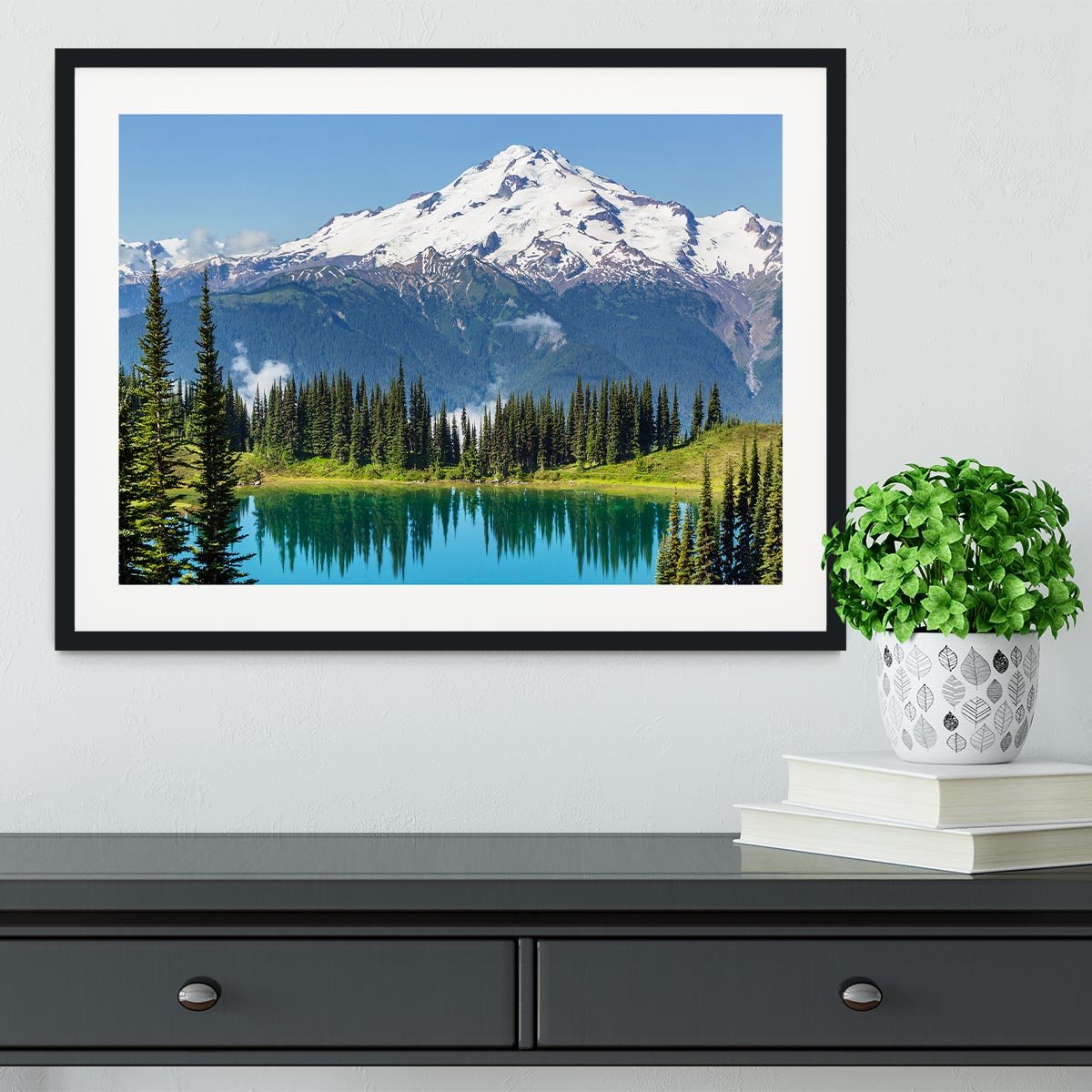 lake and Glacier Peak Framed Print - Canvas Art Rocks - 1