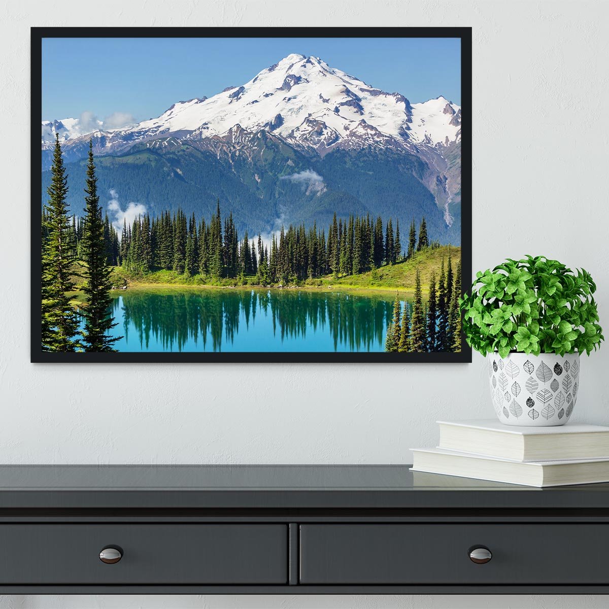 lake and Glacier Peak Framed Print - Canvas Art Rocks - 2