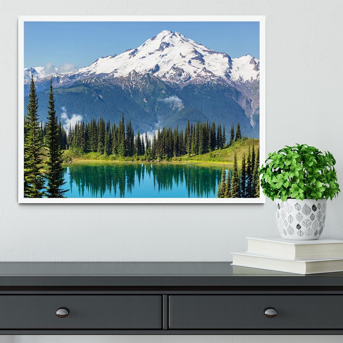 lake and Glacier Peak Framed Print - Canvas Art Rocks -6