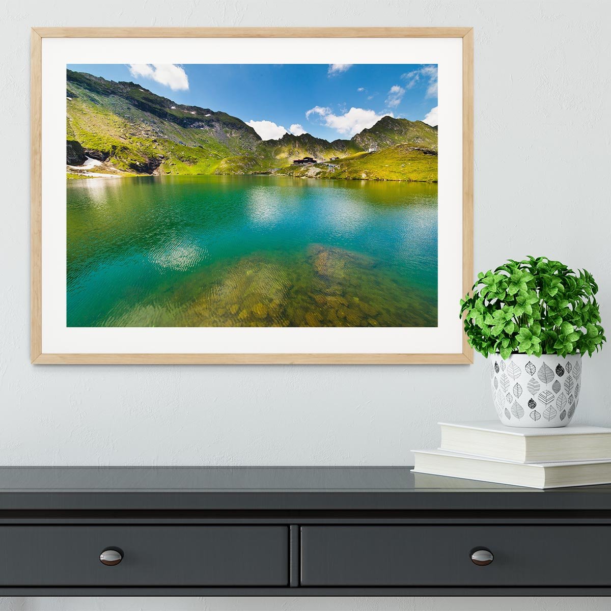 landscape from Balea Lake Framed Print - Canvas Art Rocks - 3