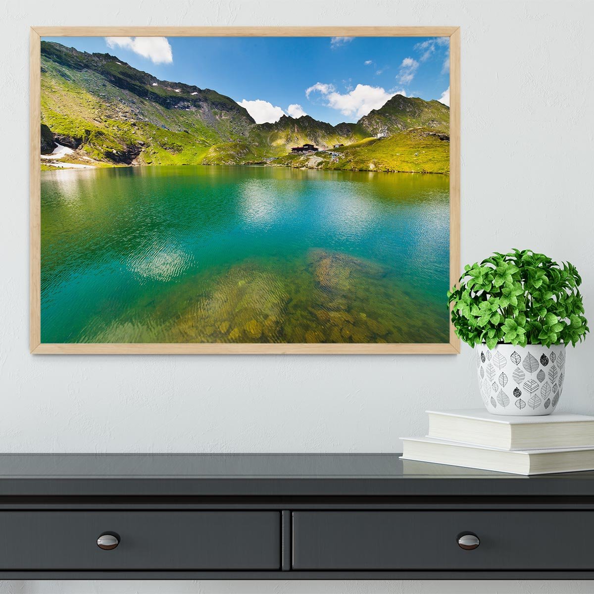 landscape from Balea Lake Framed Print - Canvas Art Rocks - 4