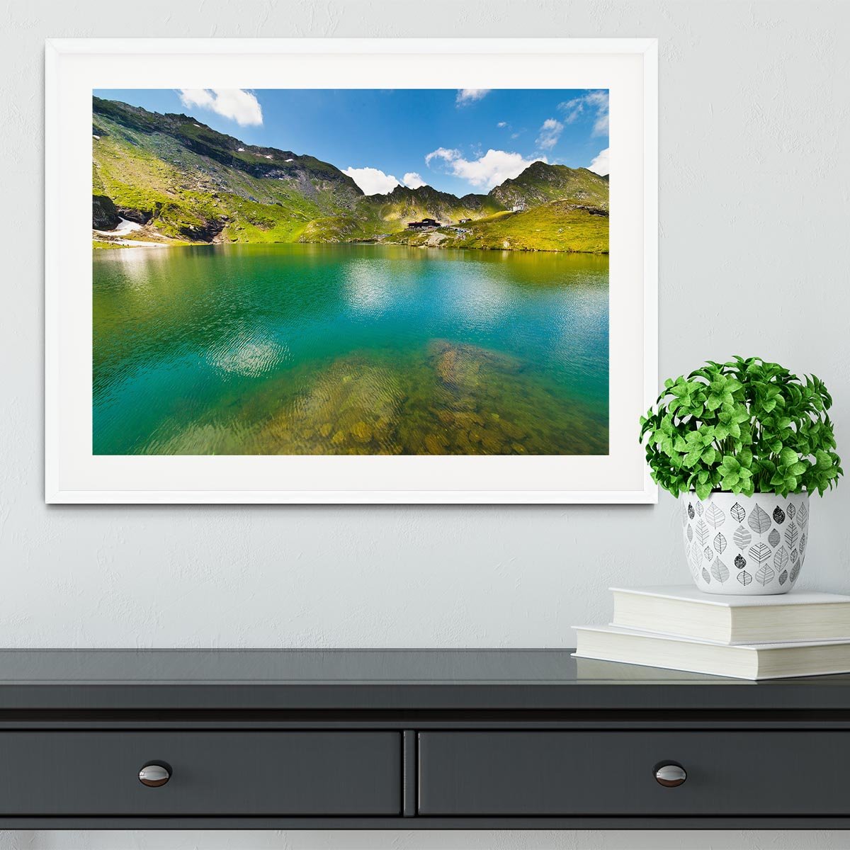 landscape from Balea Lake Framed Print - Canvas Art Rocks - 5