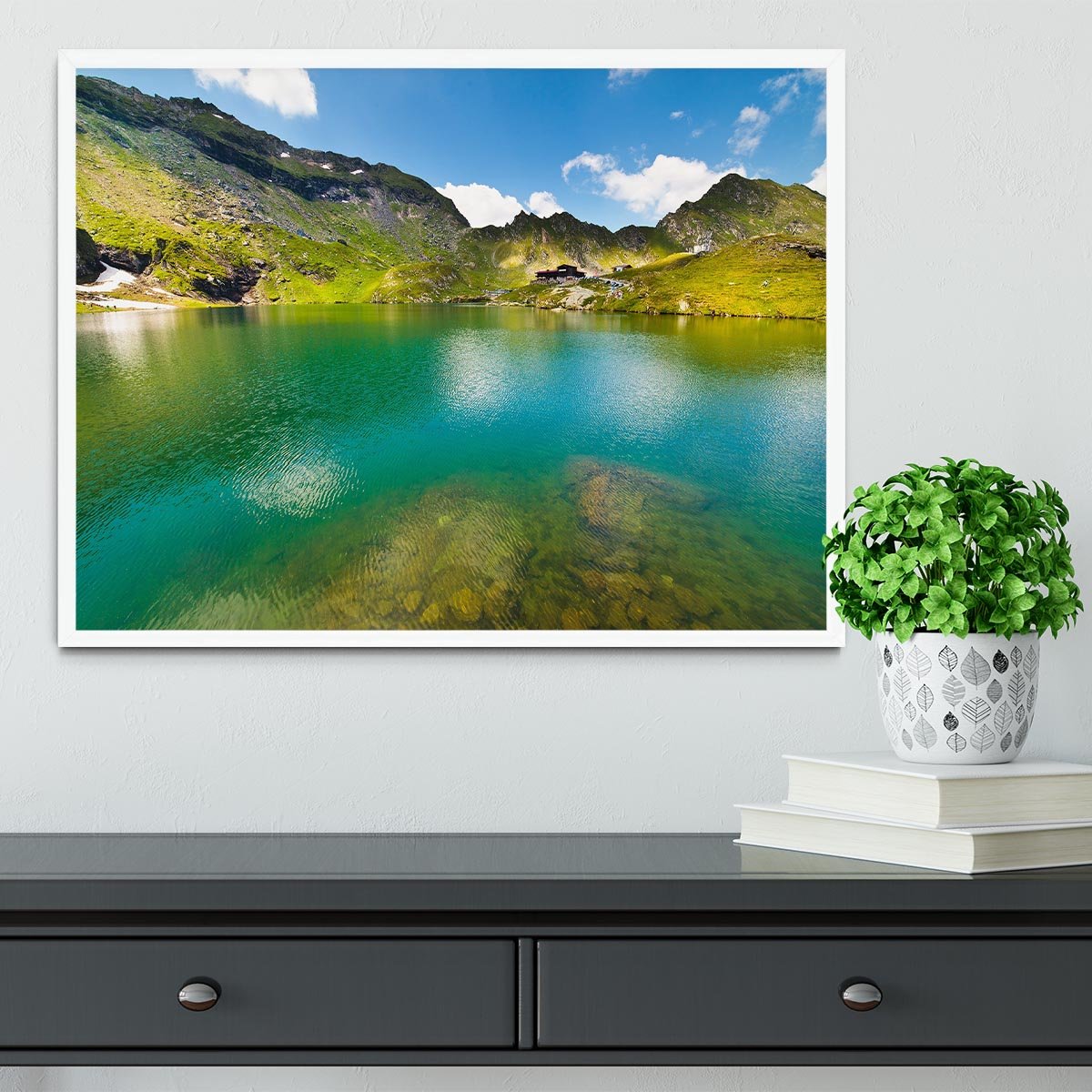 landscape from Balea Lake Framed Print - Canvas Art Rocks -6