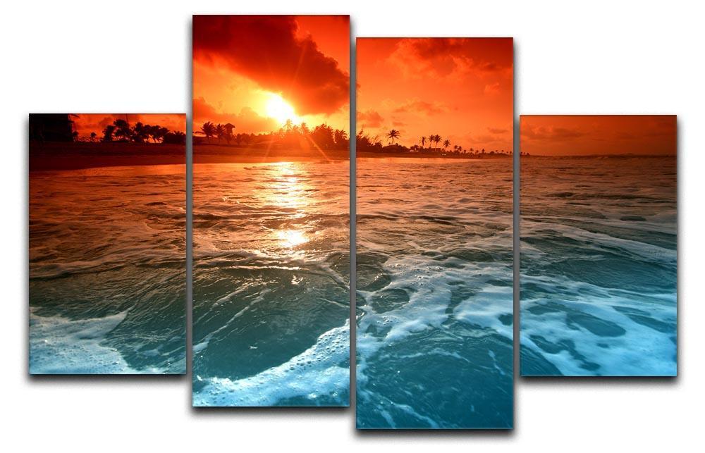 landscape ocean sunrice 4 Split Panel Canvas  - Canvas Art Rocks - 1