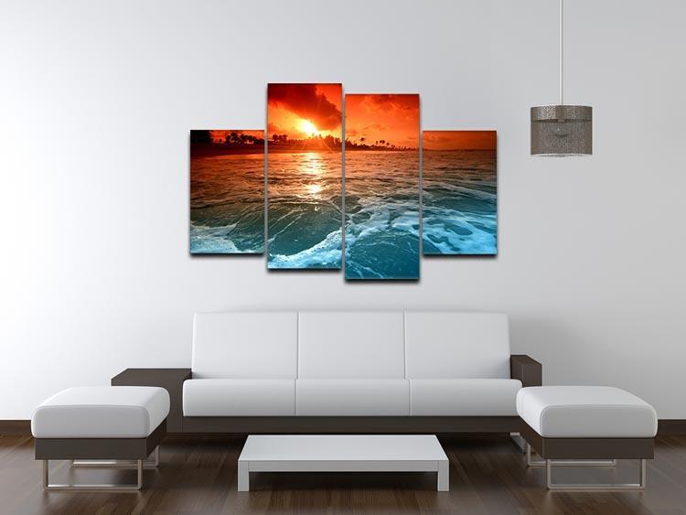 landscape ocean sunrice 4 Split Panel Canvas  - Canvas Art Rocks - 3