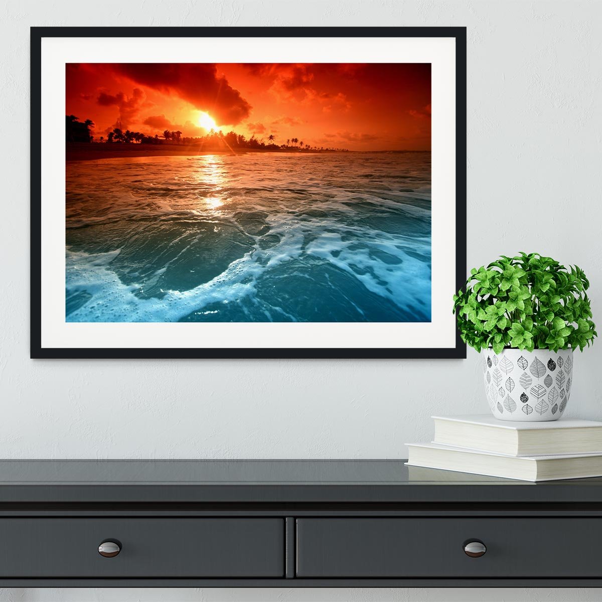 landscape ocean sunrice Framed Print - Canvas Art Rocks - 1