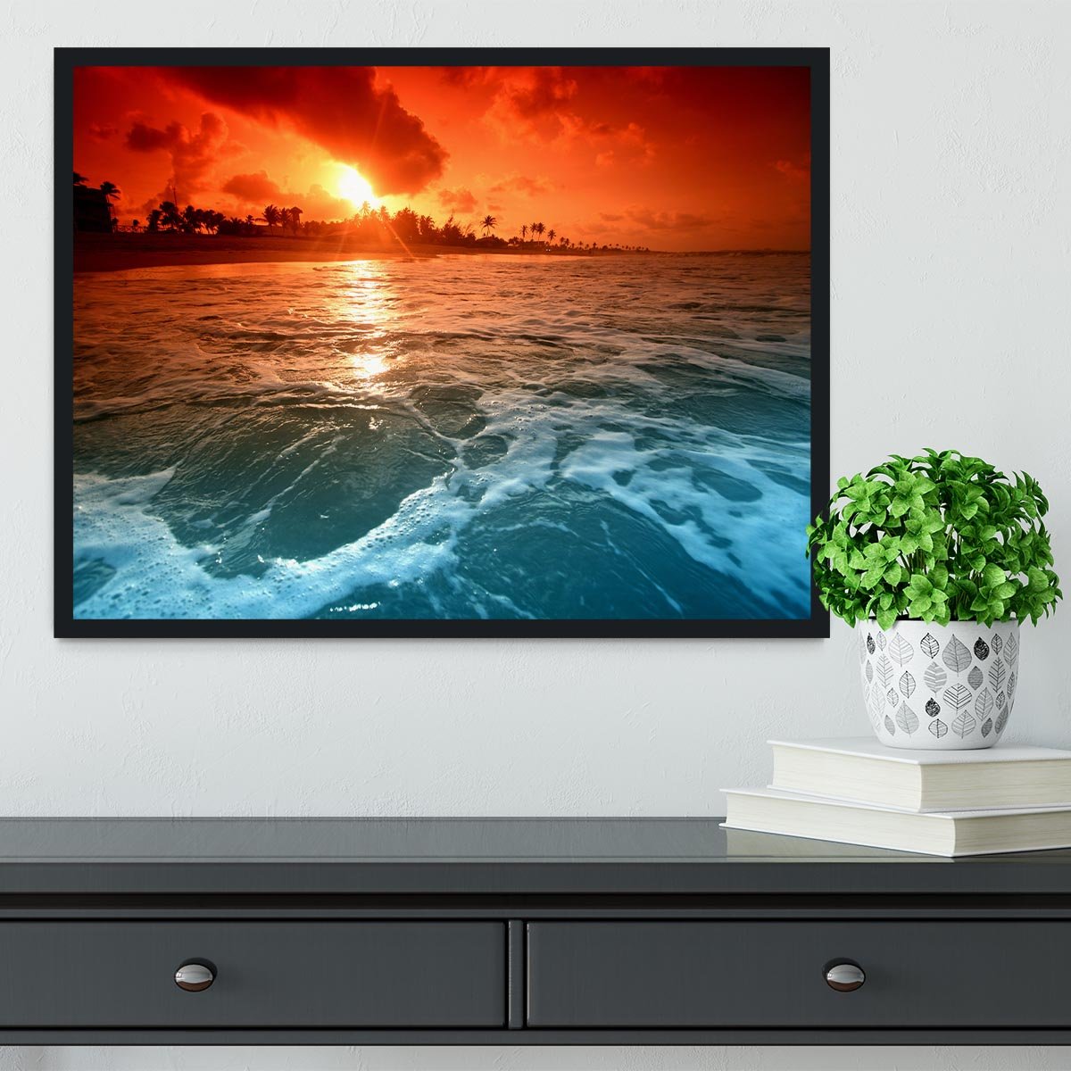 landscape ocean sunrice Framed Print - Canvas Art Rocks - 2