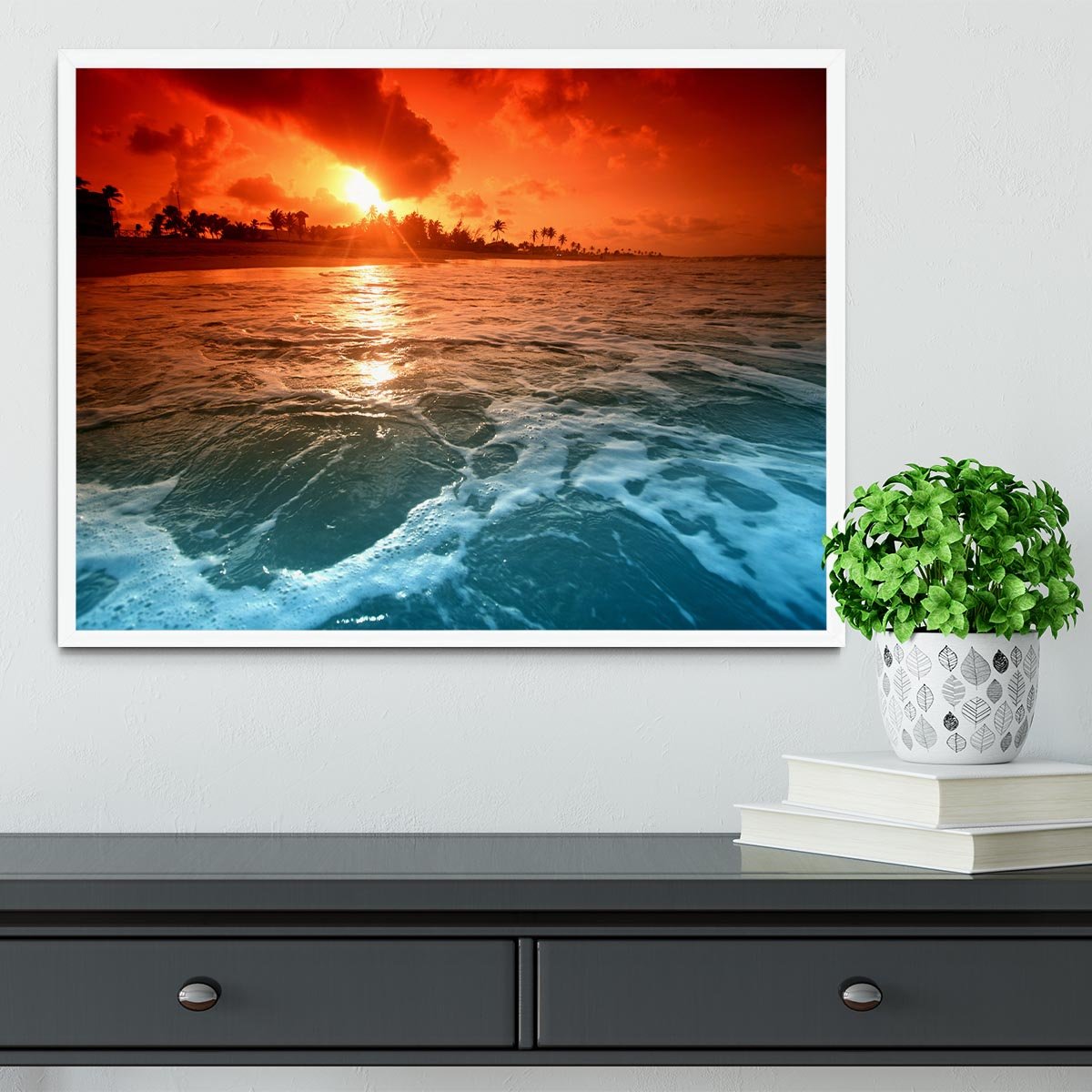 landscape ocean sunrice Framed Print - Canvas Art Rocks -6