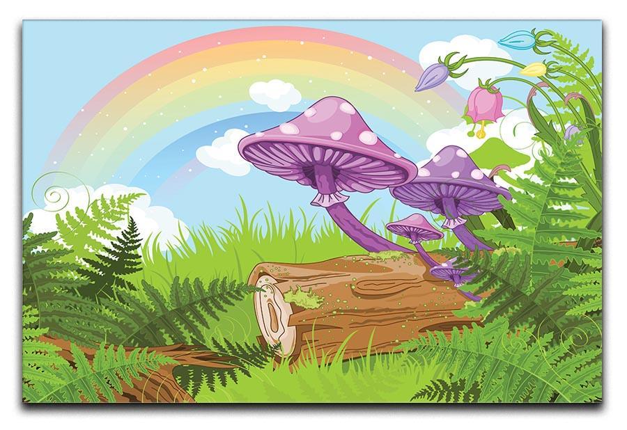landscape with mushrooms and flowers Canvas Print or Poster  - Canvas Art Rocks - 1