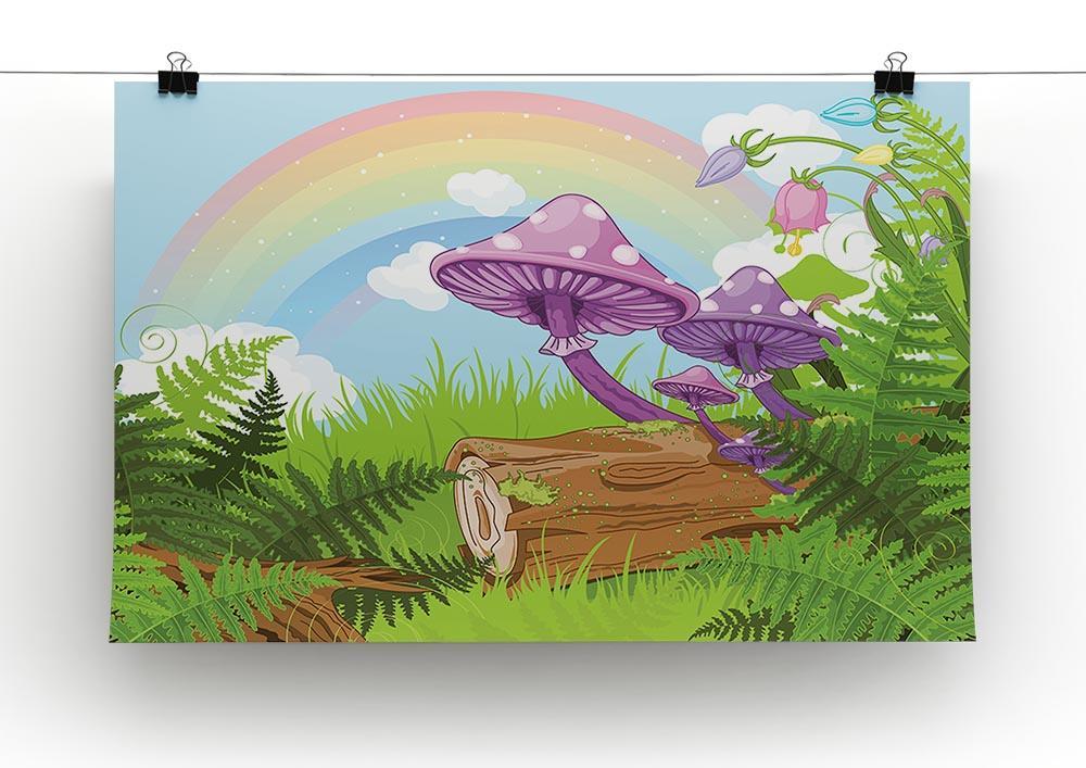 landscape with mushrooms and flowers Canvas Print or Poster - Canvas Art Rocks - 2
