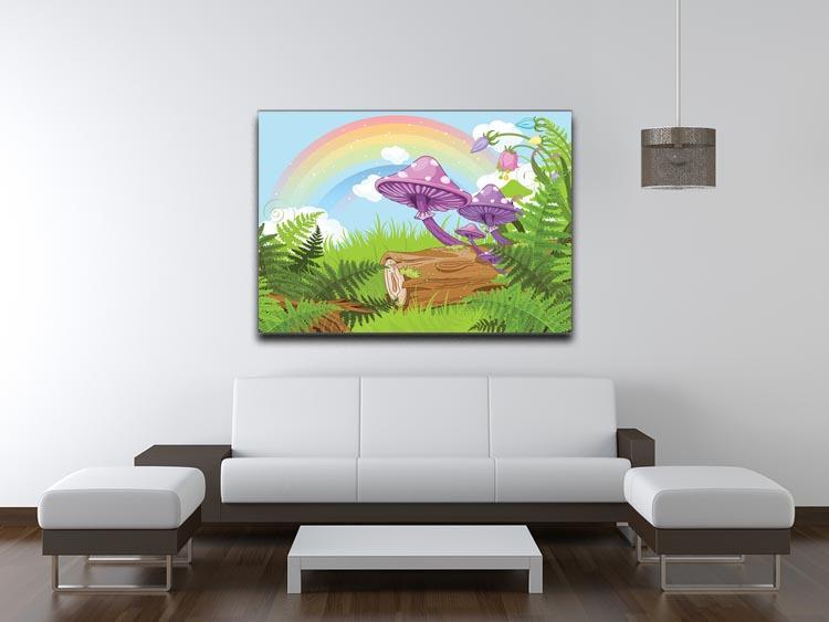 landscape with mushrooms and flowers Canvas Print or Poster - Canvas Art Rocks - 4