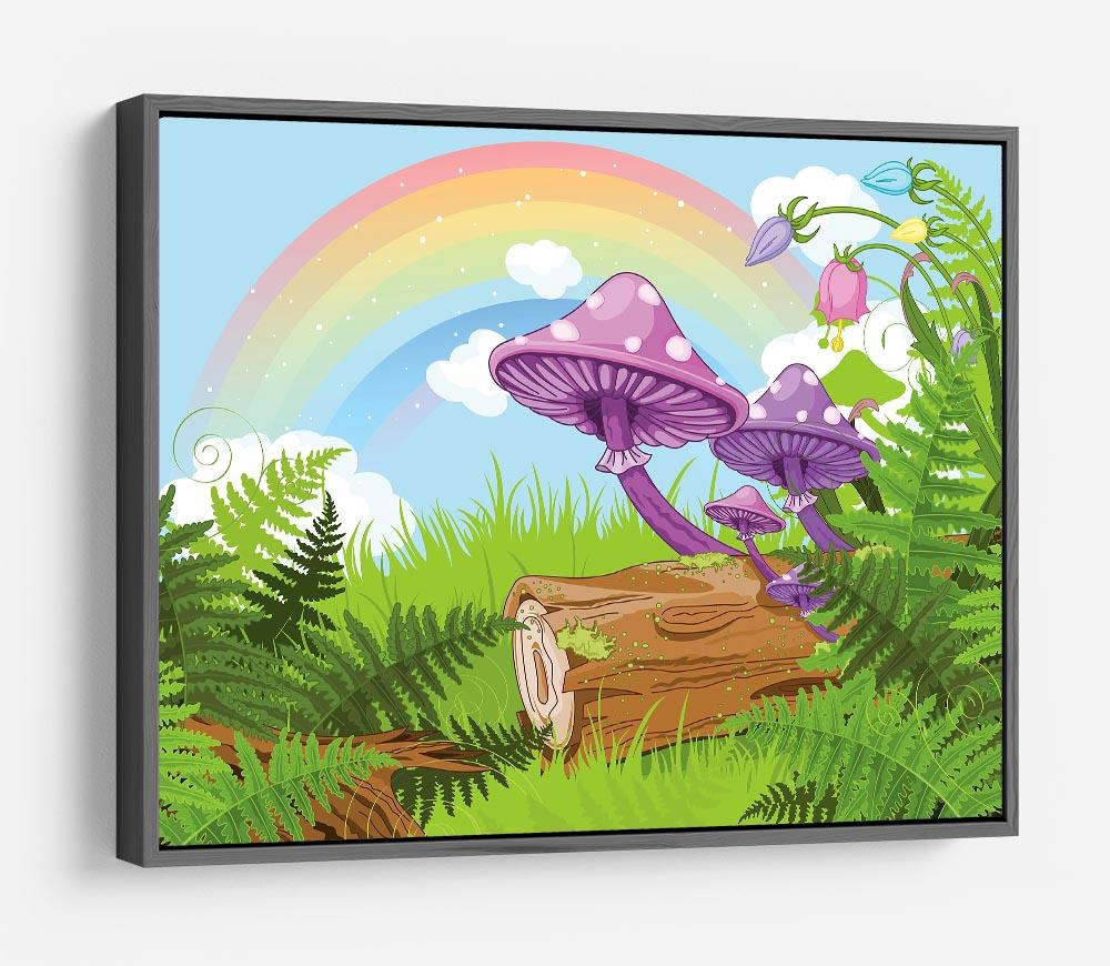 landscape with mushrooms and flowers HD Metal Print