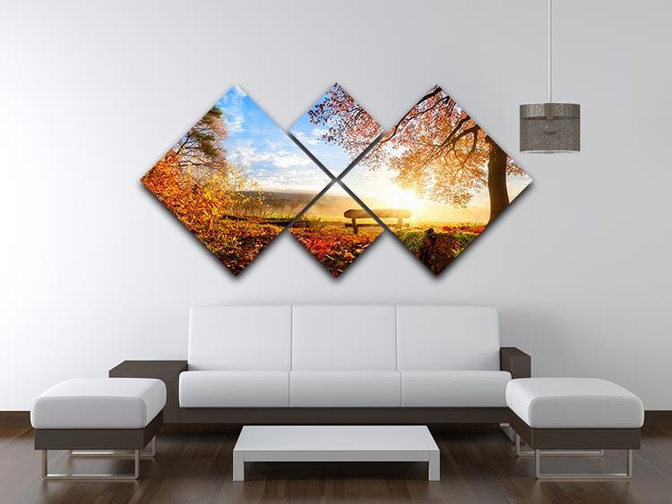 landscape with the sun warmly illumining 4 Square Multi Panel Canvas  - Canvas Art Rocks - 3