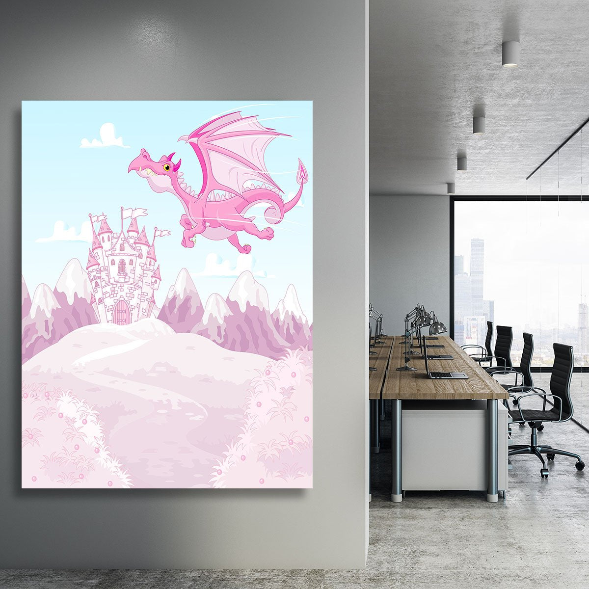 magic dragon on princess castle Canvas Print or Poster