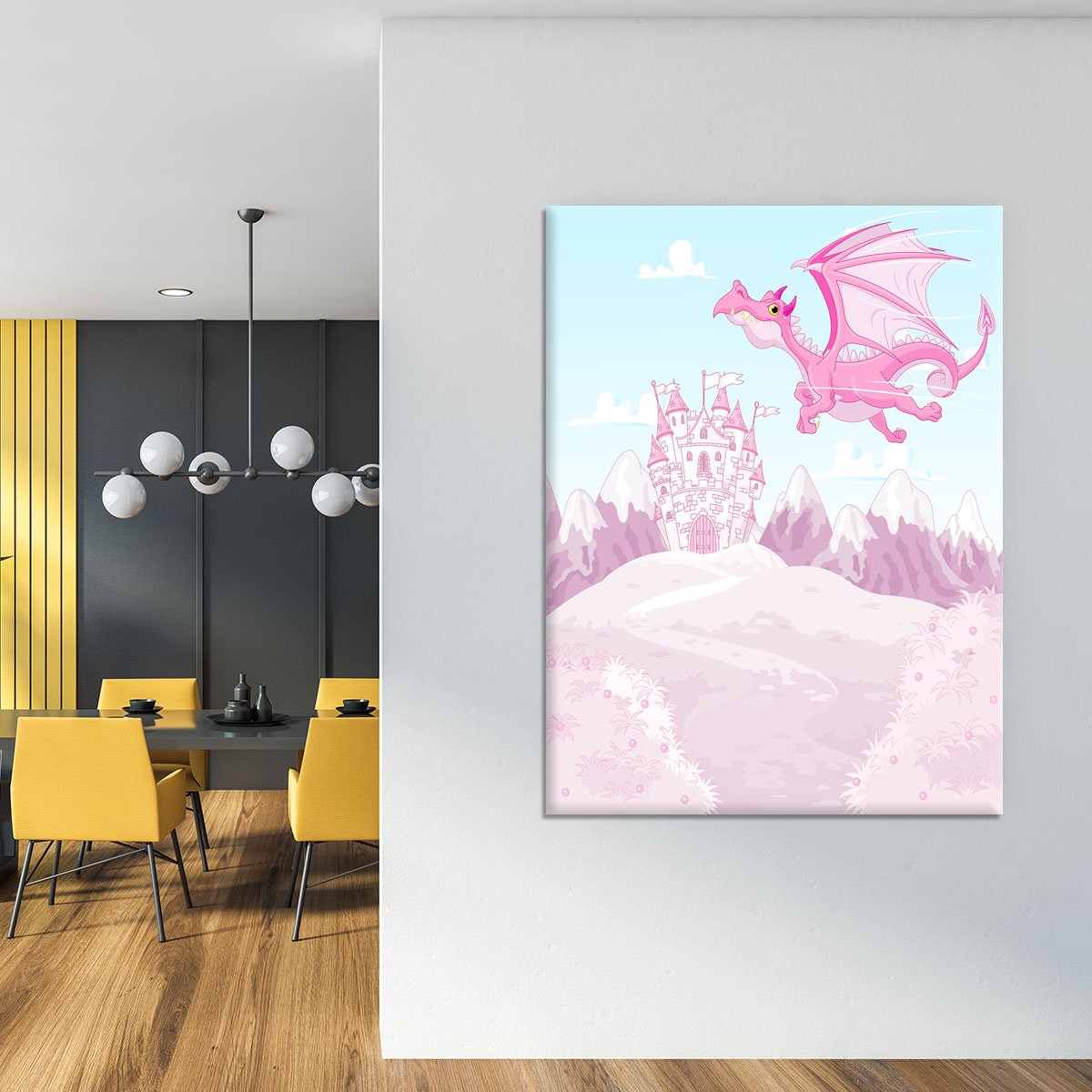 magic dragon on princess castle Canvas Print or Poster