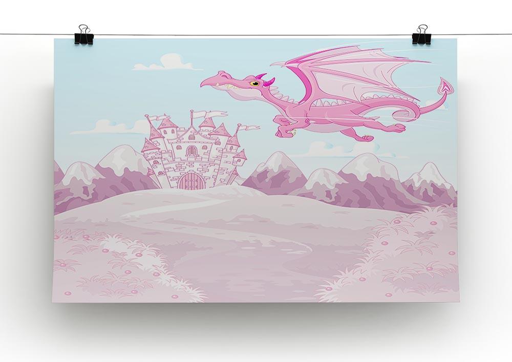 magic dragon on princess castle Canvas Print or Poster - Canvas Art Rocks - 2