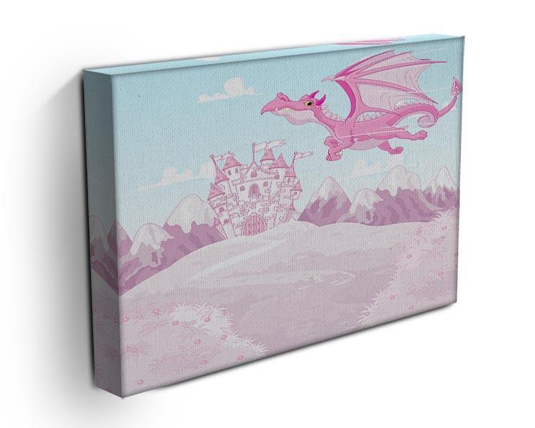 magic dragon on princess castle Canvas Print or Poster - Canvas Art Rocks - 3
