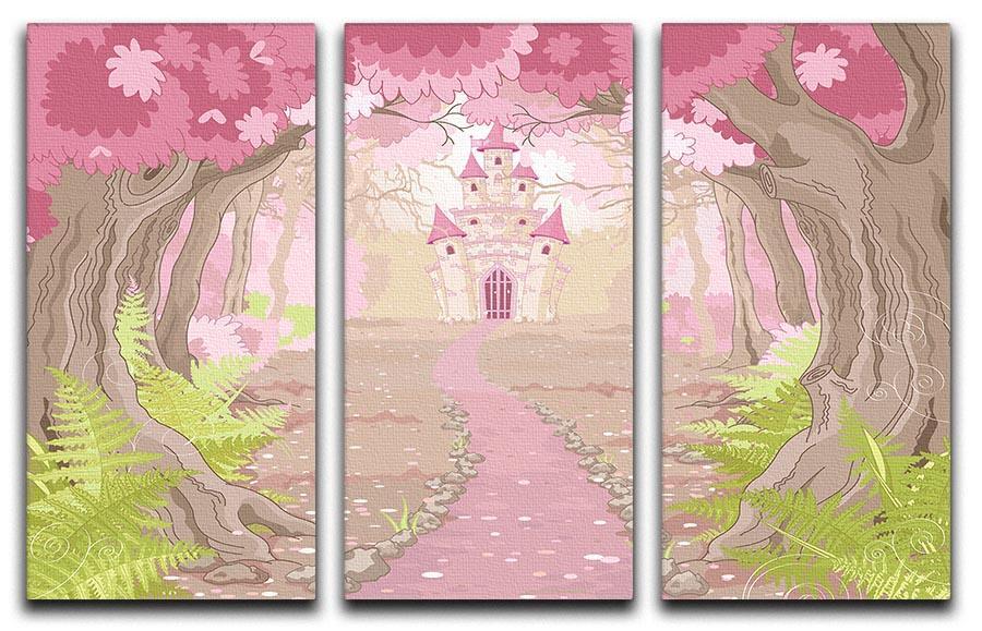 magic fairy tale princess castle 3 Split Panel Canvas Print - Canvas Art Rocks - 1