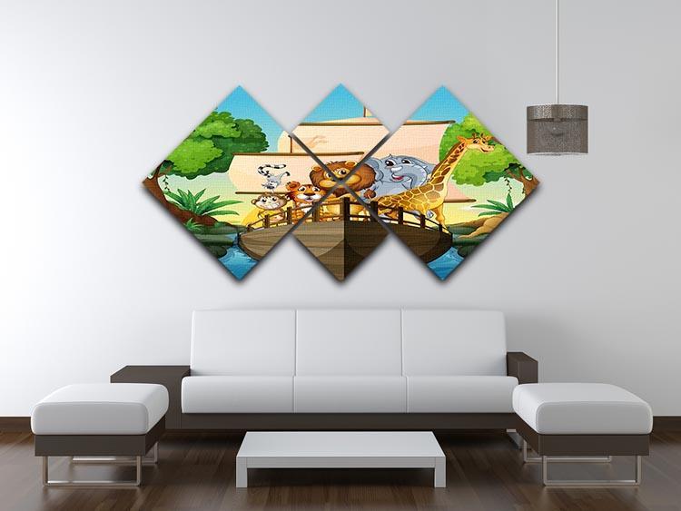 many animals on a boat 4 Square Multi Panel Canvas - Canvas Art Rocks - 3