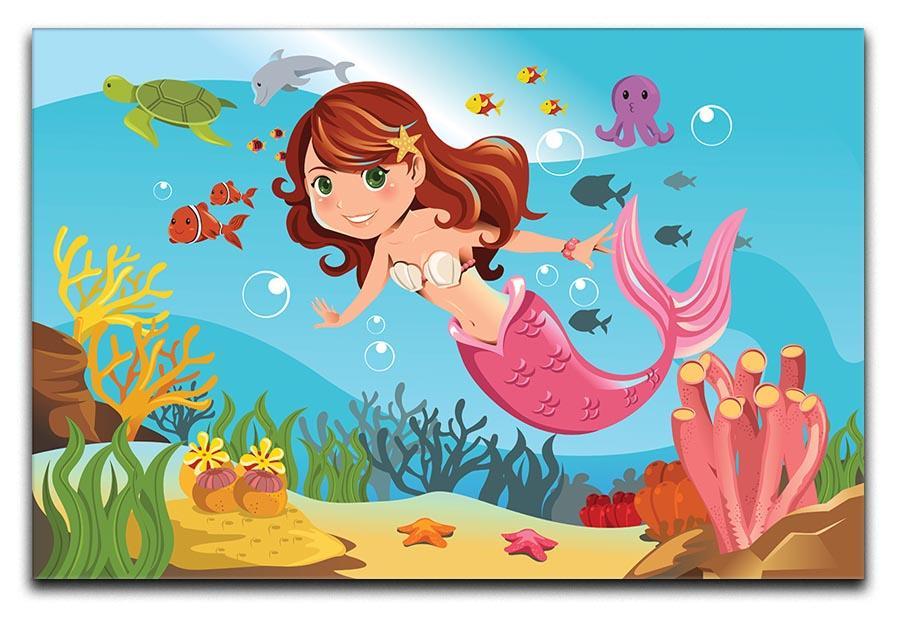 mermaid swimming underwater in the ocean Canvas Print or Poster  - Canvas Art Rocks - 1