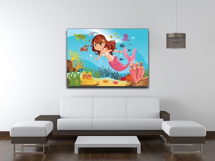 mermaid swimming underwater in the ocean Canvas Print or Poster - Canvas Art Rocks - 4